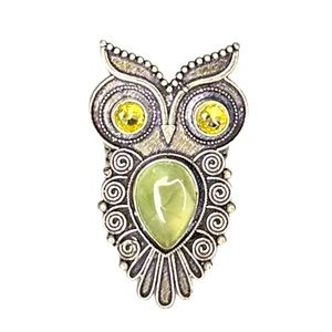 Vtg Owl Ring with Faux Labradolite Stone
